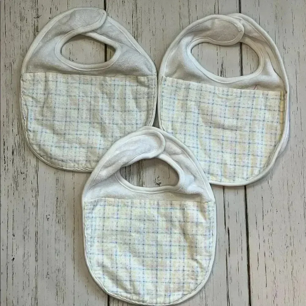 Bundle of 6 Handmade baby bibs- French terry with flannel on back
